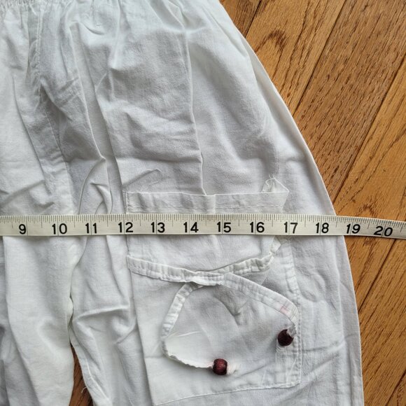Harem Pants Women's Thai Smocked Waist Cotton Pants in White S - Picture 9 of 11